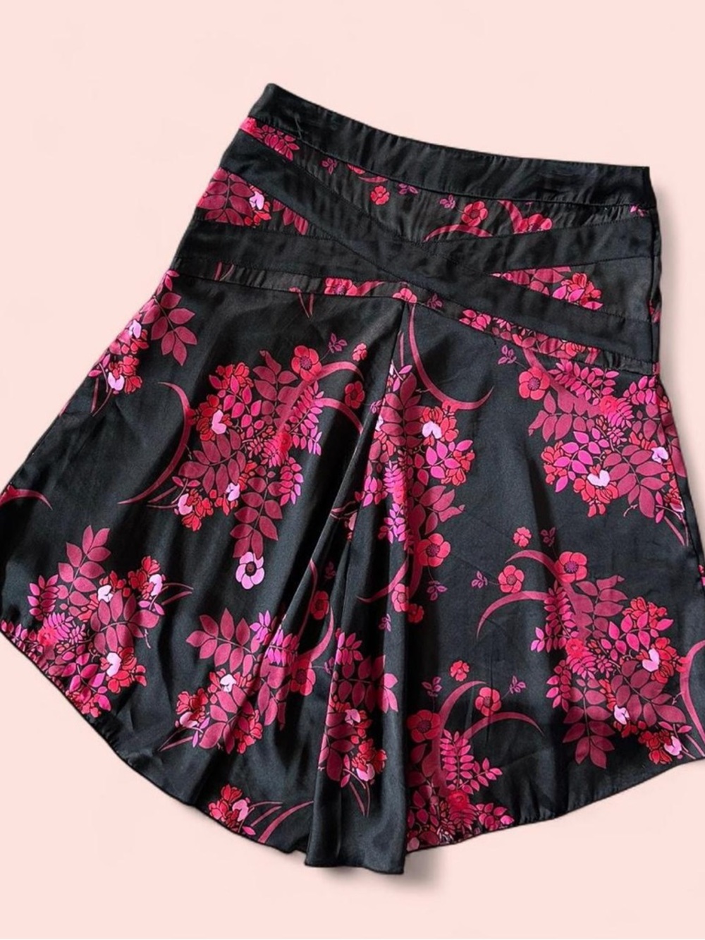 Vintage Y2K Rampage High-Low Skirt with Fuchsia Floral Print - Picture 2 of 4